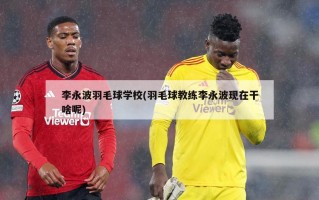 李永波羽毛球学校(羽毛球教练李永波现在干啥呢)